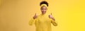 Supportive friendly modern trendy african-american female friend supporting you show thumbs-up keep up good work gesture Royalty Free Stock Photo