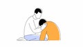 A supportive oneonone interaction where a participant provides comfort to another who is visibly emotional emphasizing Royalty Free Stock Photo