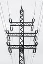 Supports of power lines. Power lines and posts. Detailed close-up. Royalty Free Stock Photo