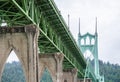 Supports trusses and towers of the gothic St Johns bridge in Portland