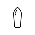 Suppository or bullet icon. Linear logo type of medicine. Black simple illustration of rocket capsule, ammunition for gun. Contour