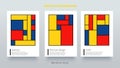 Piet Mondrian trendy covers design. Minimal geometric shapes composition.
