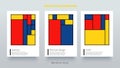 Piet Mondrian trendy covers design. Minimal geometric shapes composition.