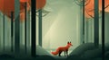 Suprematism Illustration Of A Fox In The Forest