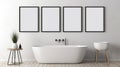 Suprematism-inspired Bathroom Mockup With Framed Pictures Royalty Free Stock Photo