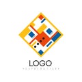 Suprematism logo, abstract geometric design element for brand identity, advertising, poster, banner, flyer, web, app Royalty Free Stock Photo