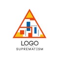 Suprematism logo design, abstract creative geometric template for brand identity, advertising, poster, banner, flyer Royalty Free Stock Photo