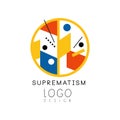 Suprematism logo design, abstract creative template for brand identity, advertising, poster, banner, flyer, web, app Royalty Free Stock Photo