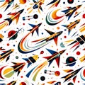 Suprematism Style Geometric Aerospace and Aviation Seamless Pattern Royalty Free Stock Photo