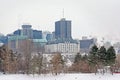 Ottawa supreme court buildings and office towers along Ottawa river