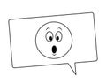 Suprised emoticon inside bubble in black and white Royalty Free Stock Photo