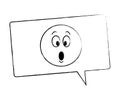 Suprised emoticon inside bubble sketch Royalty Free Stock Photo
