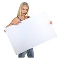 Suprised Young Lady with Sign Board Royalty Free Stock Photo