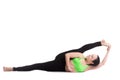 Supta Visvamitrasana yoga pose Royalty Free Stock Photo