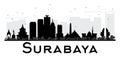 Surabaya City skyline black and white silhouette.