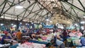 Fish market inside Pabean traditional market at Surabaya city