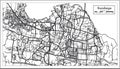 Surabaya Indonesia City Map in Black and White Color. Outline Map