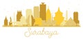 Surabaya Indonesia City skyline golden silhouette.