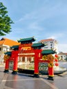 The gate decoration is characterized by a Chinese atmosphere at Surabaya Square. Royalty Free Stock Photo