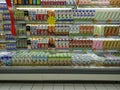 Surabaya, Indonesia - June 18 2021:Various kind of milk in the hypermarket