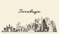 Surabaya skyline East Java Indonesia drawn vector