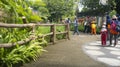 Surakarta, Central Java, Indonesia- 10/03/2020: Some young people are walking in a tourist park Royalty Free Stock Photo