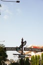 Surakarta, Indonesia - December 23, 2021: A signpost in the Solo city area that shows tourist directions