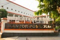 Surakarta, Indonesia - December 5, 2021: Signpost Solo post office located in the city of Surakarta with the addition of Javanese