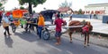 Surakarta, Indonesia, January 8, 2023 Dokar Wisata or chariot joyride in sunday car free day surakarta