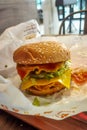 A customized burger tower in Burger King