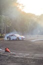 Nissan 200SX drift car slides during tandem session in Indonesia drift series local drifting event