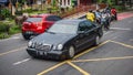 Surakarta Indonesia March 15 2022 black Mercedes Benz E320 driving fast on the road