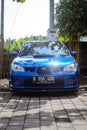 Blue Subaru Impreza WRX STI Spec C Hawkeye in JDM run car meet