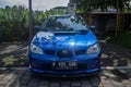 Blue Subaru Impreza WRX STI Spec C Hawkeye in JDM run car meet Royalty Free Stock Photo