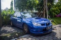 Blue Subaru Impreza WRX STI Spec C Hawkeye in JDM run car meet