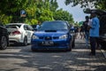 Blue Subaru Impreza WRX STI Spec C Hawkeye in JDM run car meet Royalty Free Stock Photo