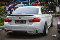 White BMW 440i convertible F33 on parking lot Royalty Free Stock Photo