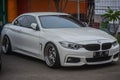 White BMW 440i convertible F33 on parking lot Royalty Free Stock Photo