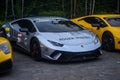 Grey Lamborghini Huracan LP640-4 Performante in a parking lot Royalty Free Stock Photo