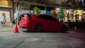 Red Subaru WRX STI on parking lot Royalty Free Stock Photo