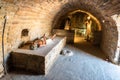 Interior view of a cell for monks at Ateshgah fire temple in Surakhani town, a suburb of Baku, Azerbaijan