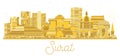 Surat India City skyline golden silhouette.
