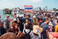 Surat Thai, Thailand - January 24, 2018: Tourists traveling on a ferry to the Koh Samui and Koh Phangan islands Royalty Free Stock Photo