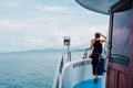 Surat Thai, Thailand - January 24, 2018: Tourists traveling on a ferry to the Koh Samui and Koh Phangan islands Royalty Free Stock Photo