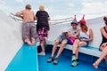 Surat Thai, Thailand - January 24, 2018: Tourists traveling on a ferry to the Koh Samui and Koh Phangan islands Royalty Free Stock Photo