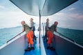 Surat Thai, Thailand - January 24, 2018: Tourists traveling on a ferry to the Koh Samui and Koh Phangan islands Royalty Free Stock Photo