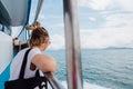 Surat Thai, Thailand - January 24, 2018: Tourists traveling on a ferry to the Koh Samui and Koh Phangan islands Royalty Free Stock Photo