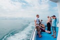 Surat Thai, Thailand - January 24, 2018: Tourists traveling on a ferry to the Koh Samui and Koh Phangan islands Royalty Free Stock Photo