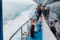 Surat Thai, Thailand - January 24, 2018: Tourists traveling on a ferry to the Koh Samui and Koh Phangan islands Royalty Free Stock Photo