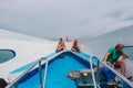 Surat Thai, Thailand - January 24, 2018: Tourists traveling on a ferry to the Koh Samui and Koh Phangan islands Royalty Free Stock Photo